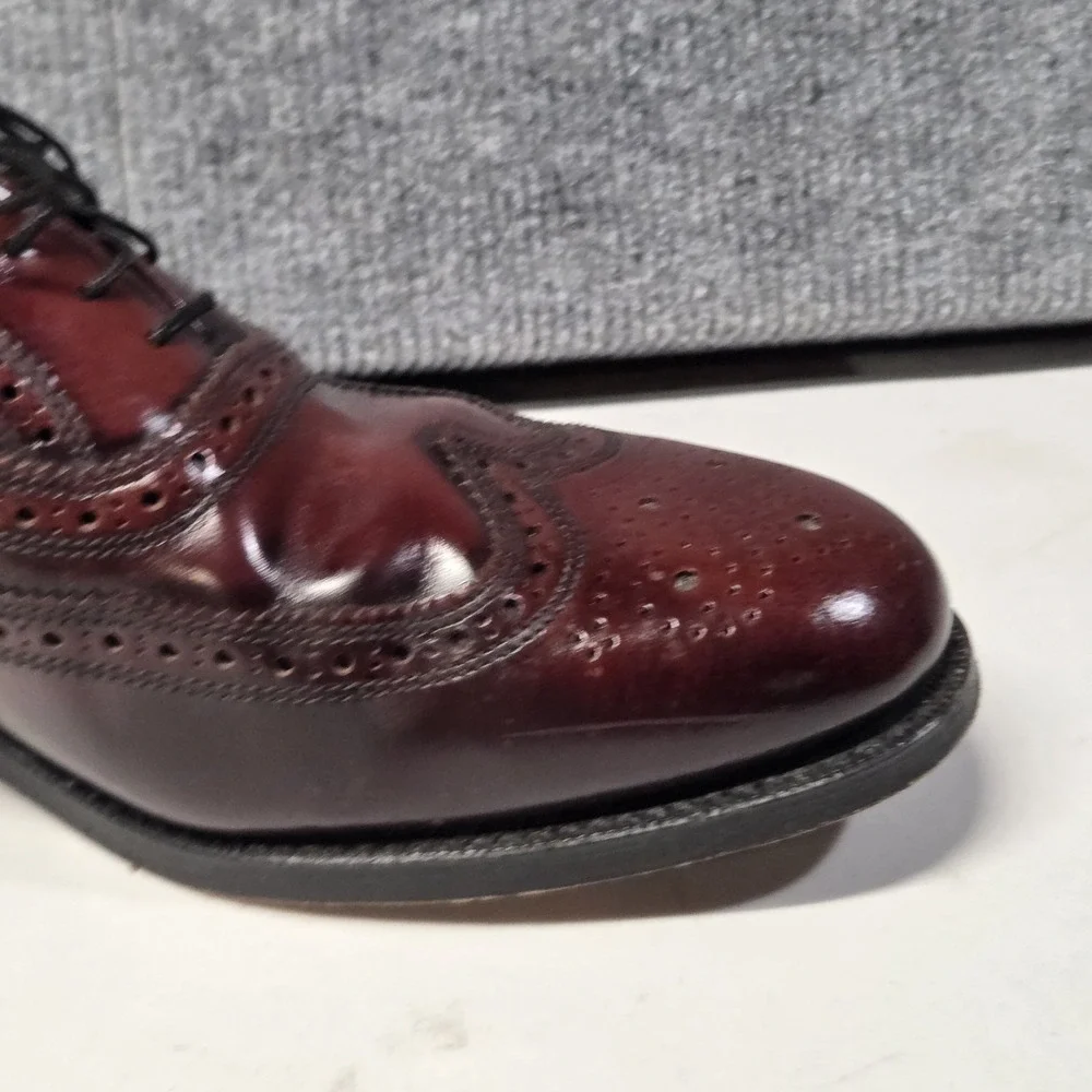 Vtg Florsheim Worthmore Longwing Brogue Oxblood Burgundy USA Dress Shoes 9.5 3E